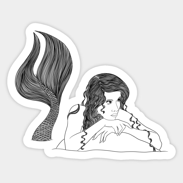 Mermaid on rock Sticker by Fairchild Faire